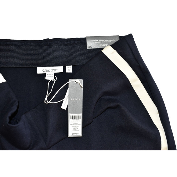 A6 NWT CHICOS So Slimming 180 Ink/Cream Side Stripe Petite Flare Pants Size 10P - Picture 5 of 7